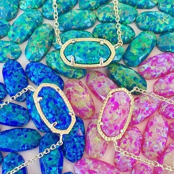 Kendra Scott Elisa Royal Blue or Green Kyocera Opal Gold Plated or Silver - Picture 13 of 16